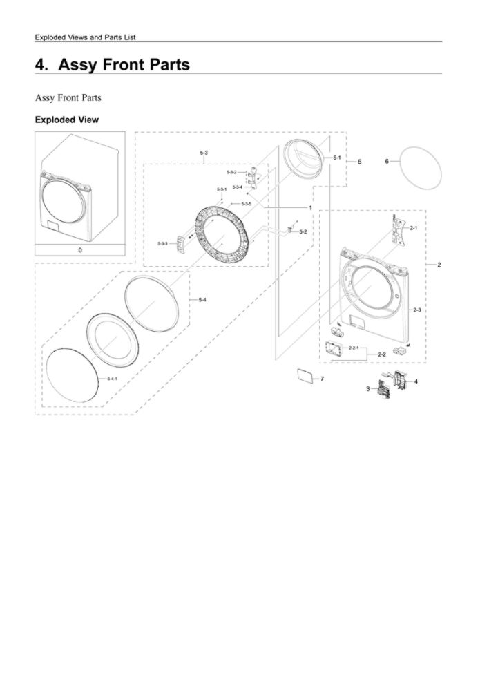 Front Assembly Diagram and Parts List for WF45R6100AC US-03 Samsung Washer