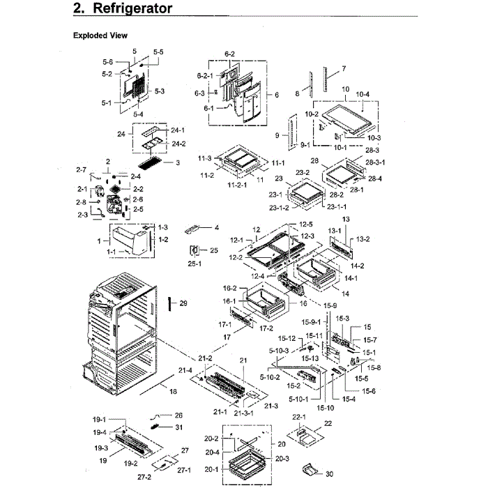Fridge Diagram and Parts List for RF28HMEDBWW AA-10 Samsung Refrigerator