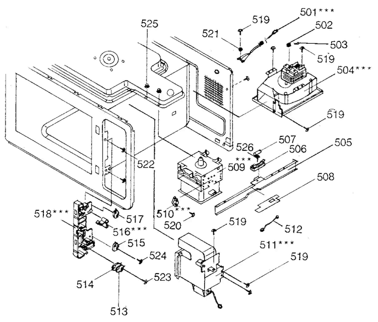 Base - Plate Diagram and Parts List for 4018996680  Kenmore Microwave