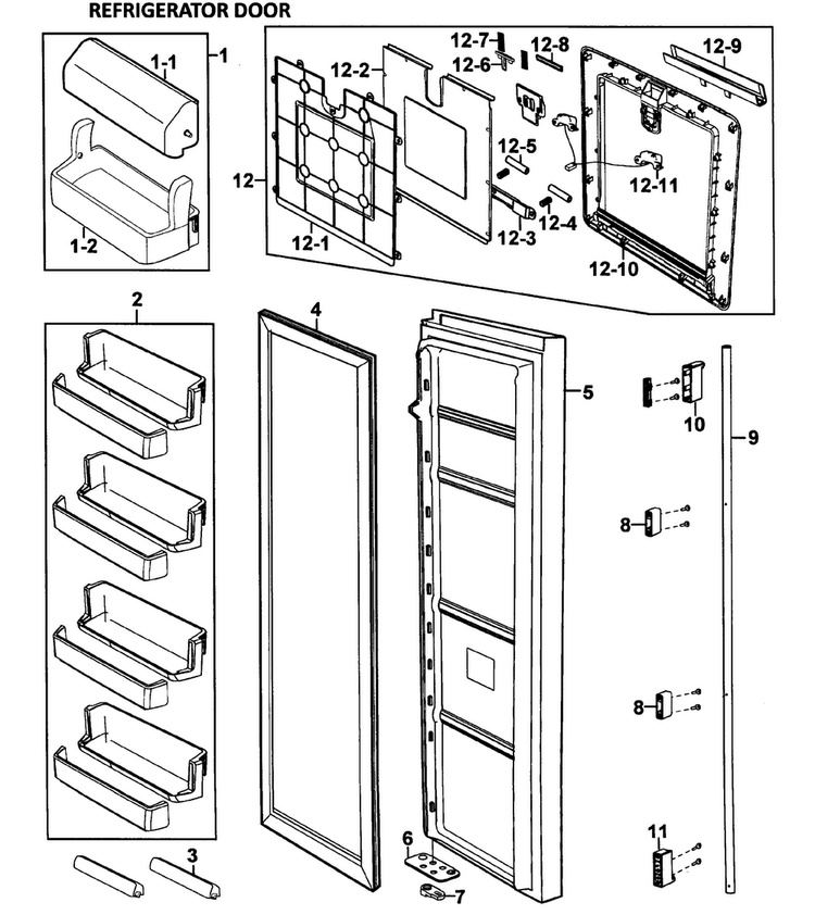 Right Door Diagram and Parts List for RH269LBSH XAA-0000 Samsung Refrigerator