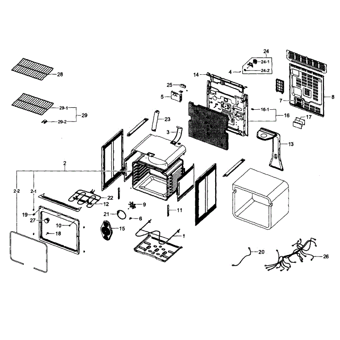 Main Assembly Diagram and Parts List for NE595N0PBSR AA-01 Samsung Range