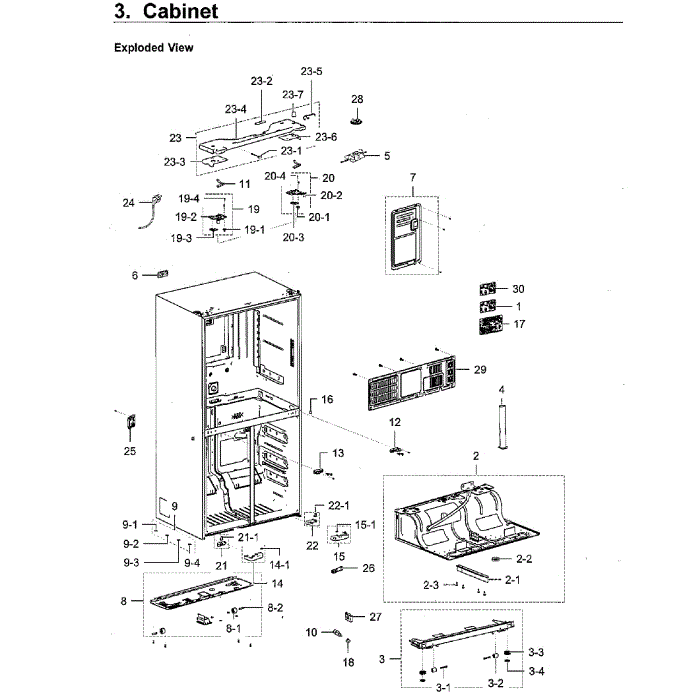Cabinet Diagram and Parts List for RF28M9580SR AA-00 Samsung Refrigerator