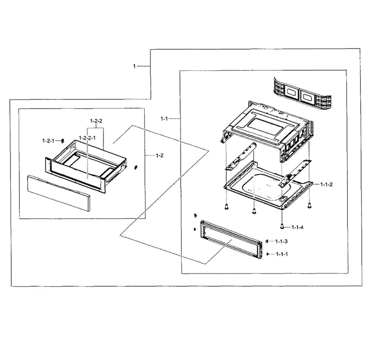 Drawer Assy Diagram and Parts List for NE595N0PBSR AA-0001 Samsung Range