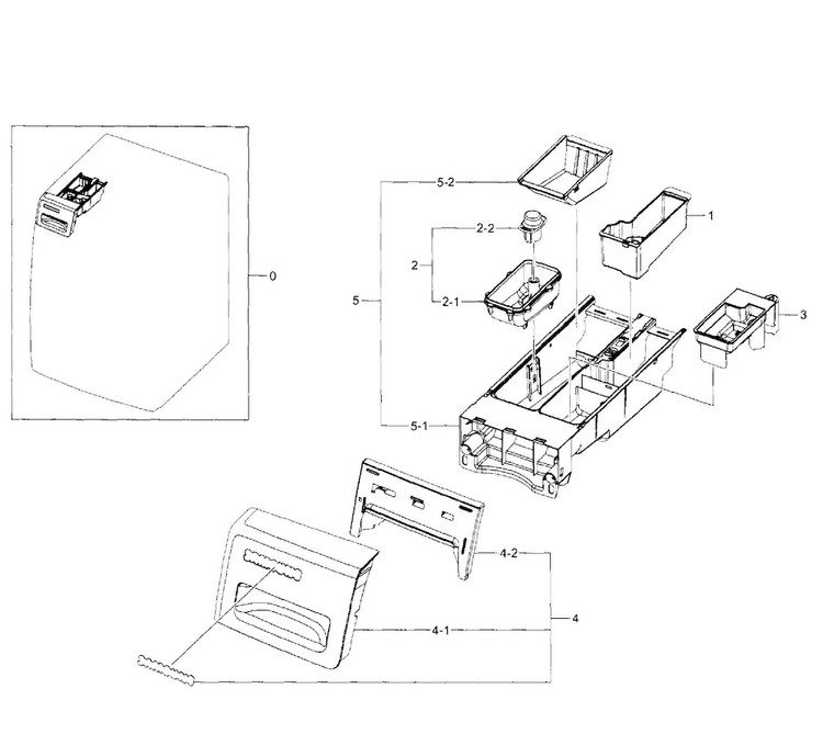 Drawer Diagram and Parts List for WF350ANW XAA-0007 Samsung Washer