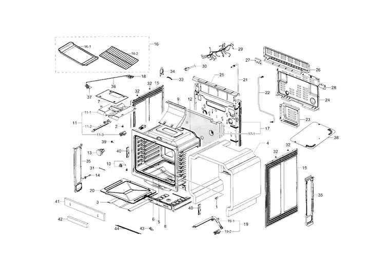 Main Assy Diagram and Parts List for NX58F5500SW AA-0001 Samsung Range