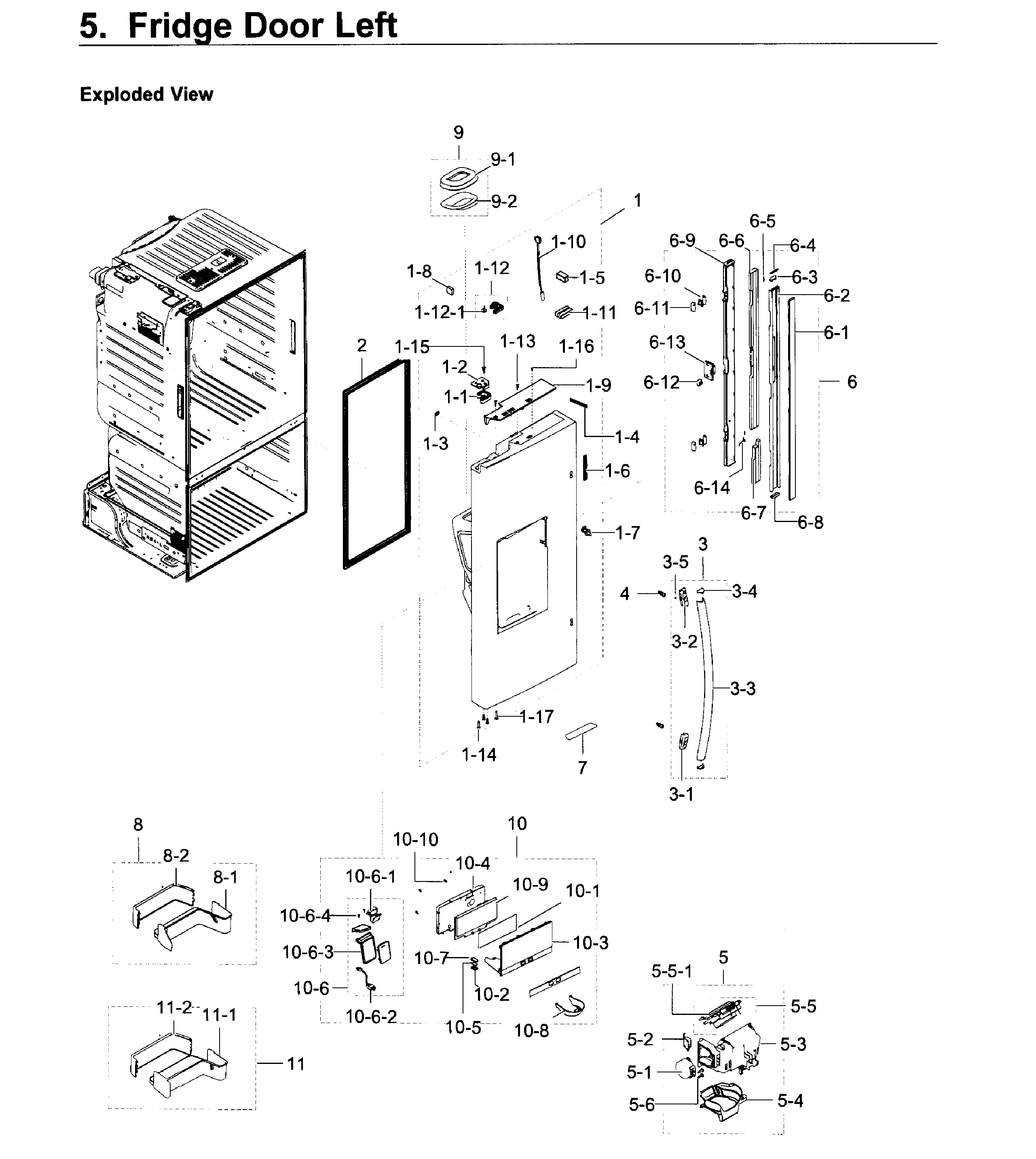 Fridge Door L Diagram and Parts List for RF23HCEDBSR AA-0012 Samsung Refrigerator