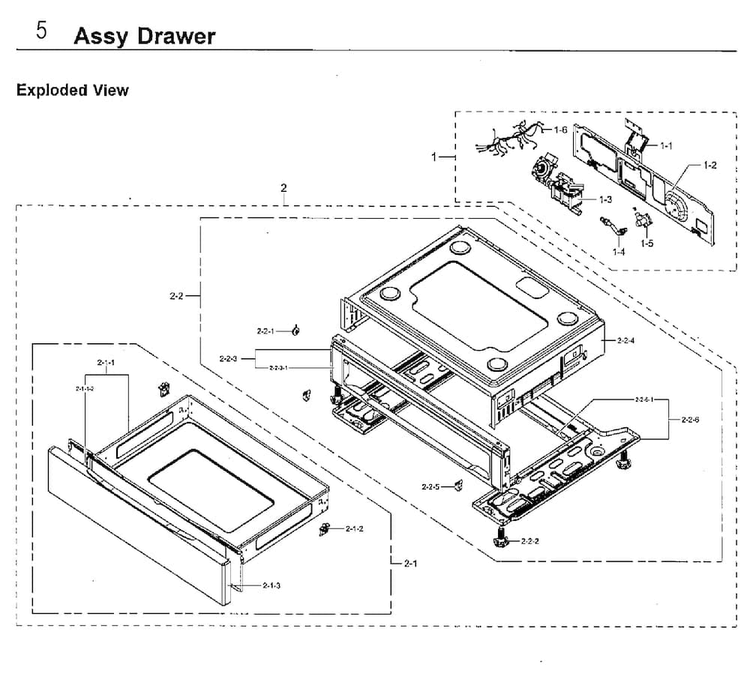 Drawer Diagram and Parts List for NX58F5500SS AA-0002 Samsung Range