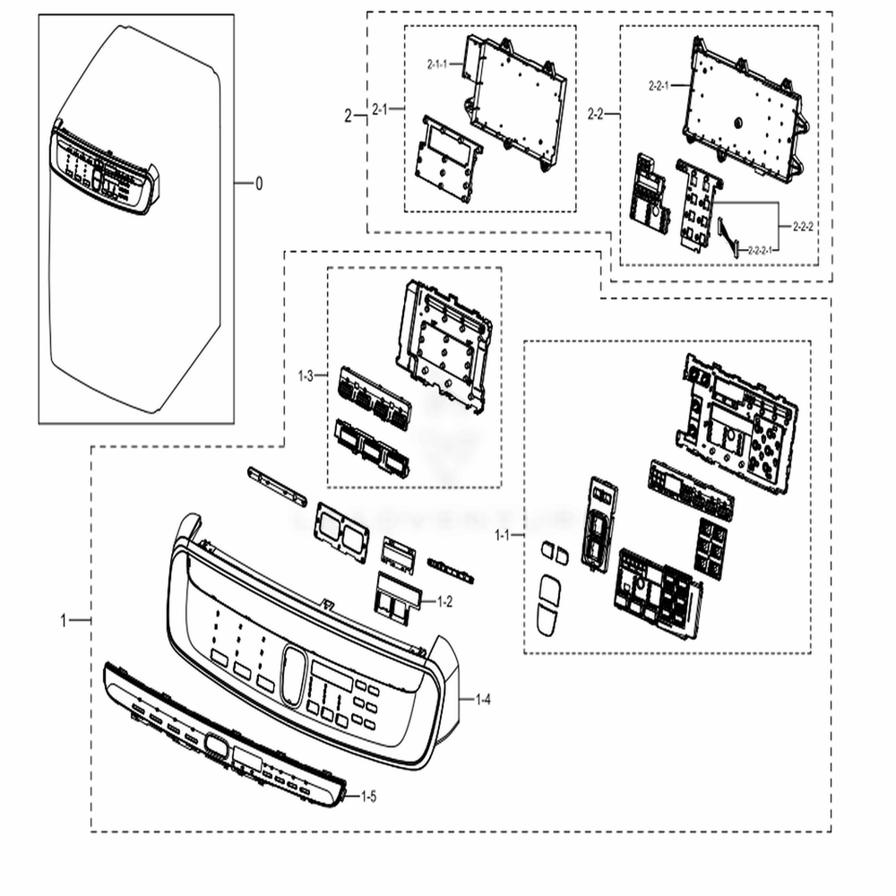 Assembly Panel Control Parts Diagram and Parts List for WV55M9600AW (A5)(0002) Samsung Washer