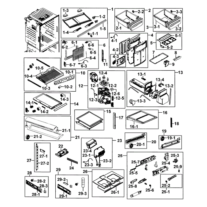 Refrigerator Diagram and Parts List for RF23HCEDBBC AA-0000 Samsung Refrigerator