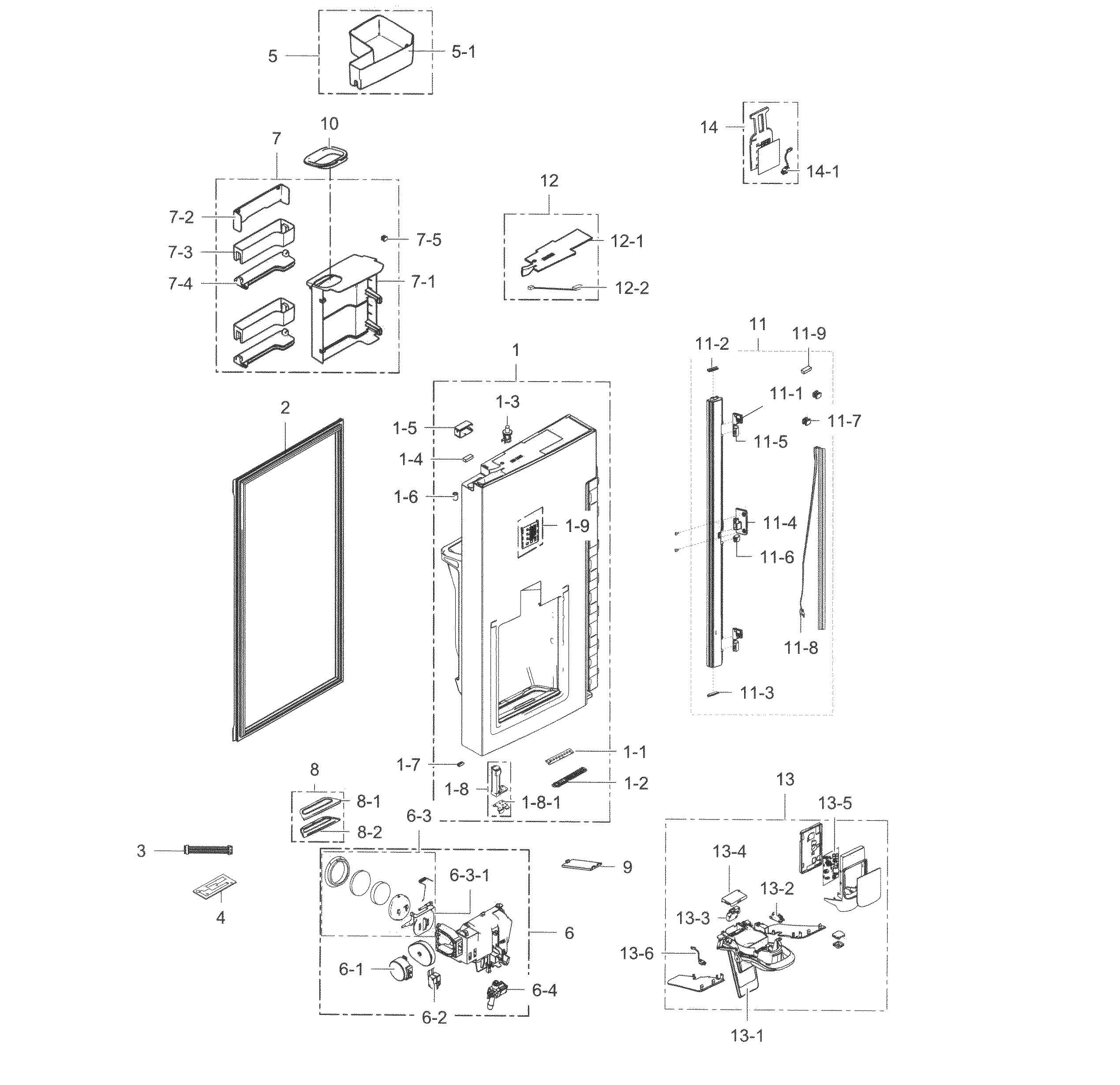 Frdige Door L Diagram and Parts List for RF34H9950S4 AA-0001 Samsung Refrigerator