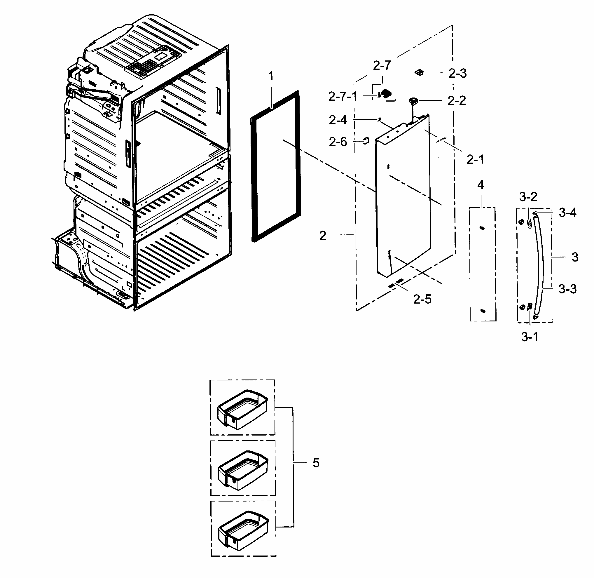 Refrigerator Door R Diagram and Parts List for RF25HMEDBSR AA-0001 Samsung Refrigerator