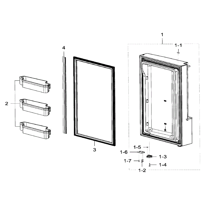 Freezer Door R Diagram and Parts List for RF32FMQDBSR AA-02 Samsung Refrigerator