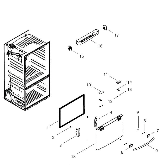 Freezer Door Diagram and Parts List for RF268ABBP XAA-00 Samsung Refrigerator