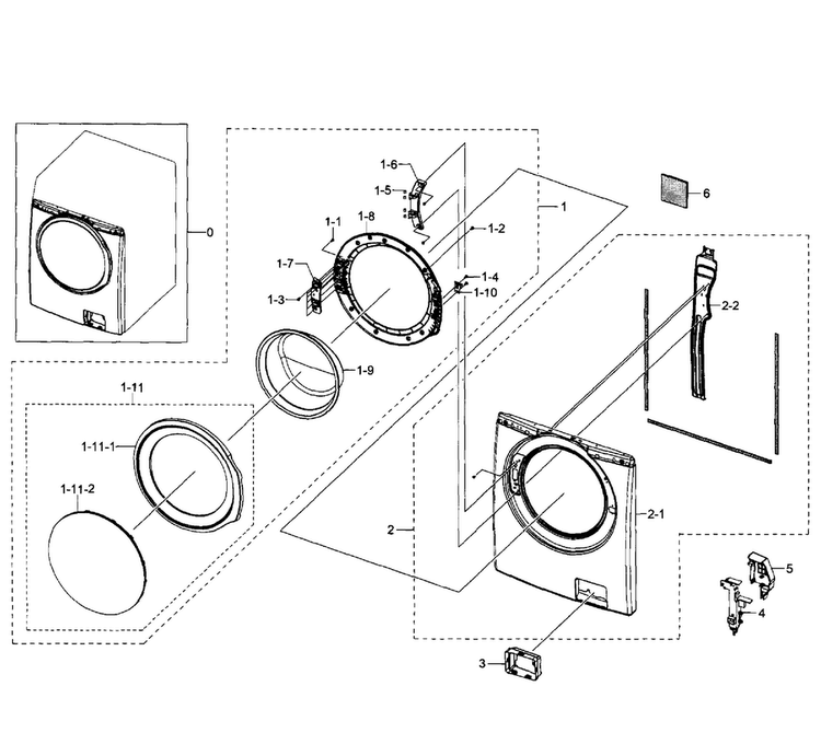 Frame Diagram and Parts List for WF350ANR XAA-0006 Samsung Washer