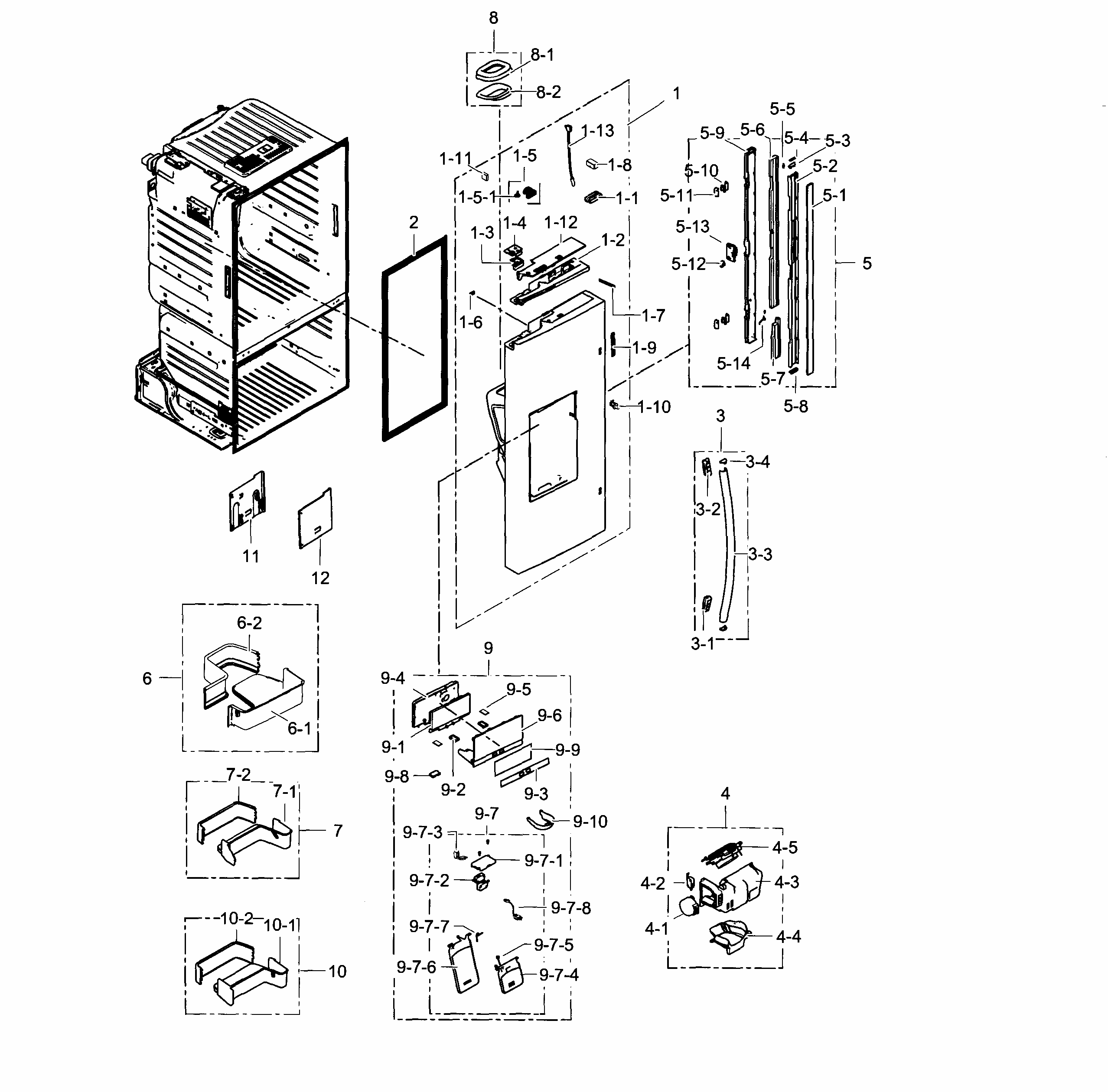 Refrigerator Door L Diagram and Parts List for RF30HDEDTSR AA-0003 Samsung Refrigerator