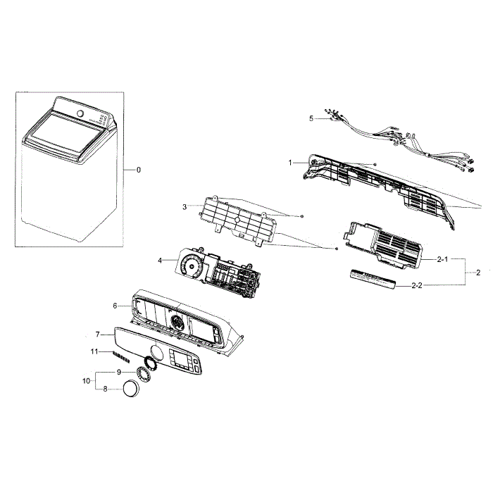 Control Panel Diagram and Parts List for WA45H7000AW A2-00 Samsung Washer