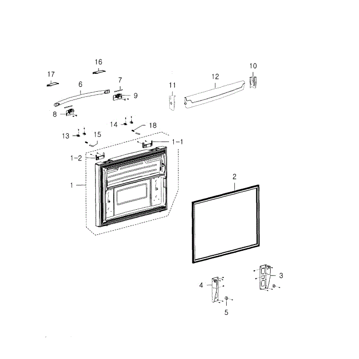 Freezer Door Diagram and Parts List for RFG237AABP XAA-01 Samsung Refrigerator