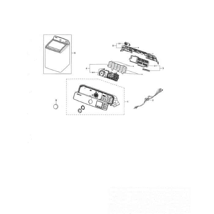 Control Panel Diagram and Parts List for WA45M7050AW A4-04 Samsung Washer