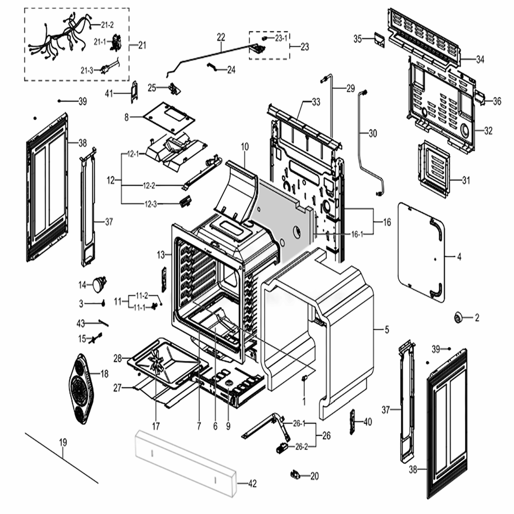 Main Diagram and Parts List for NX58J5600SG (AA)(0001) Samsung Range