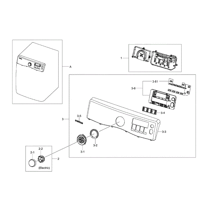 Control Panel Diagram and Parts List for DV405GTPASU AA-00 Samsung Dryer