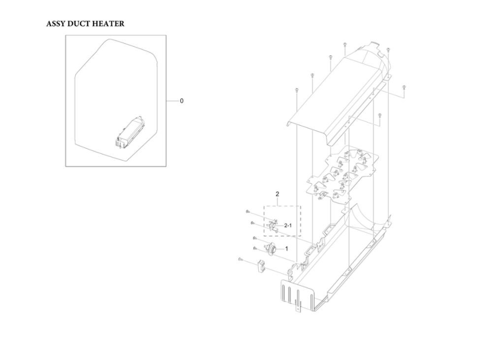 Assembly Duct Heater Diagram and Parts List for DVE54R7600C A3-00 Samsung Dryer