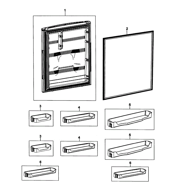Refrigerator Door Diagram and Parts List for RB215ACPN XAA-00 Samsung Refrigerator