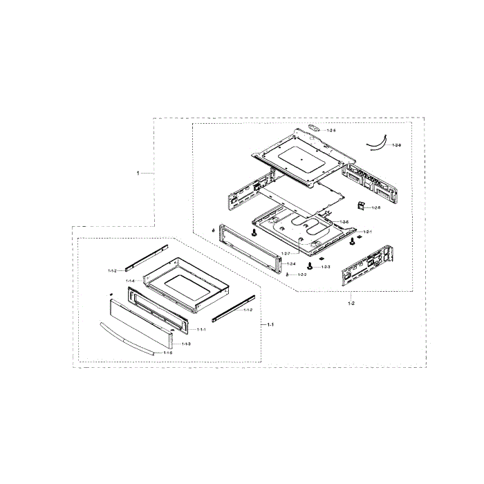 Drawer Diagram and Parts List for NE58F9710WS AA-01 Samsung Range