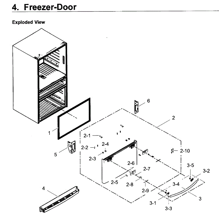 Freezer Door Diagram and Parts List for RF28JBEDBSR AA-02 Samsung Refrigerator
