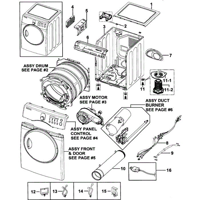 Main Assembly Diagram and Parts List for DV218AGB XAA-00 Samsung Dryer