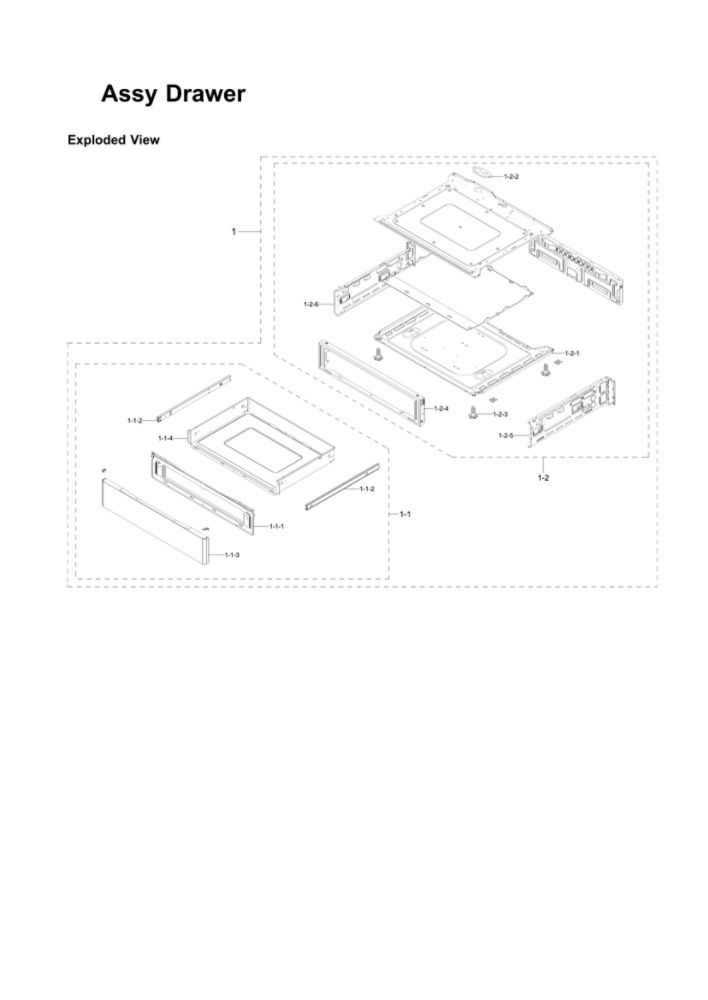 Drawer Assembly Diagram and Parts List for NE58F9500SS AA-03 Samsung Range