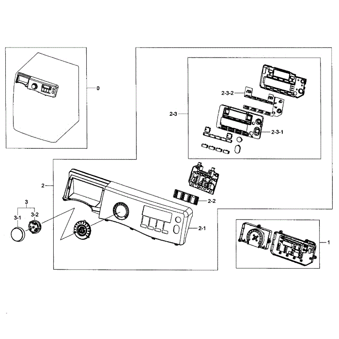 Control Panel Diagram and Parts List for WF395BTPAWR A1-01 Samsung Washer