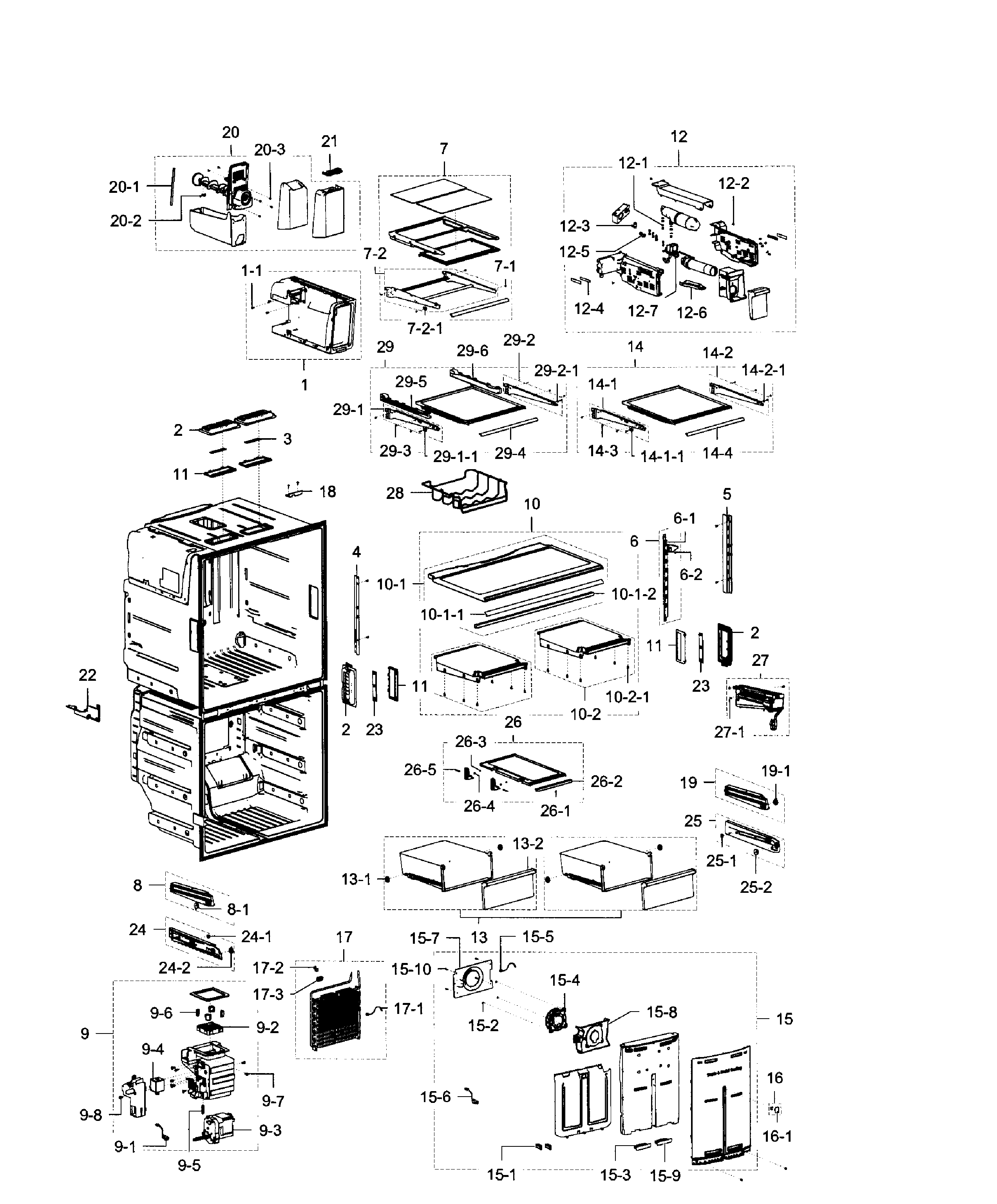 Fridge Diagram and Parts List for RF28K9380SG AA-0000 Samsung Refrigerator