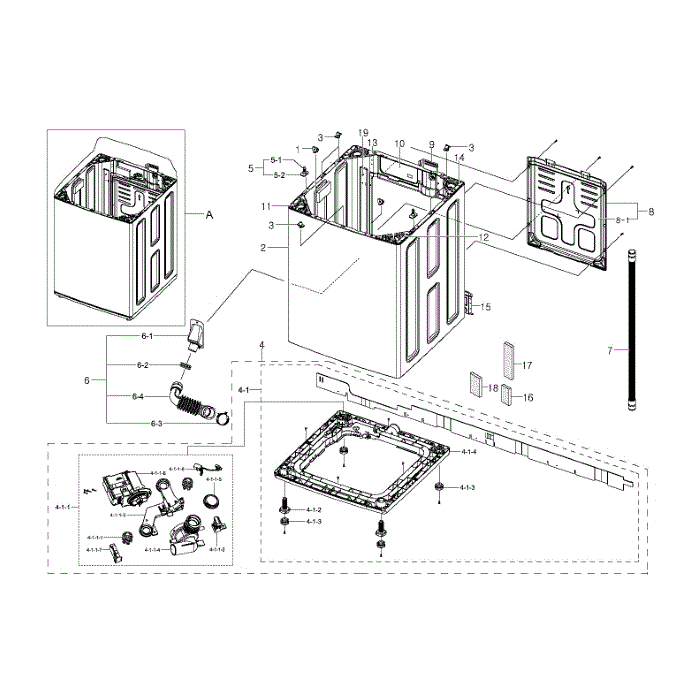 Frame Assembly Diagram and Parts List for WA456DRHDSU AA-02 Samsung Washer