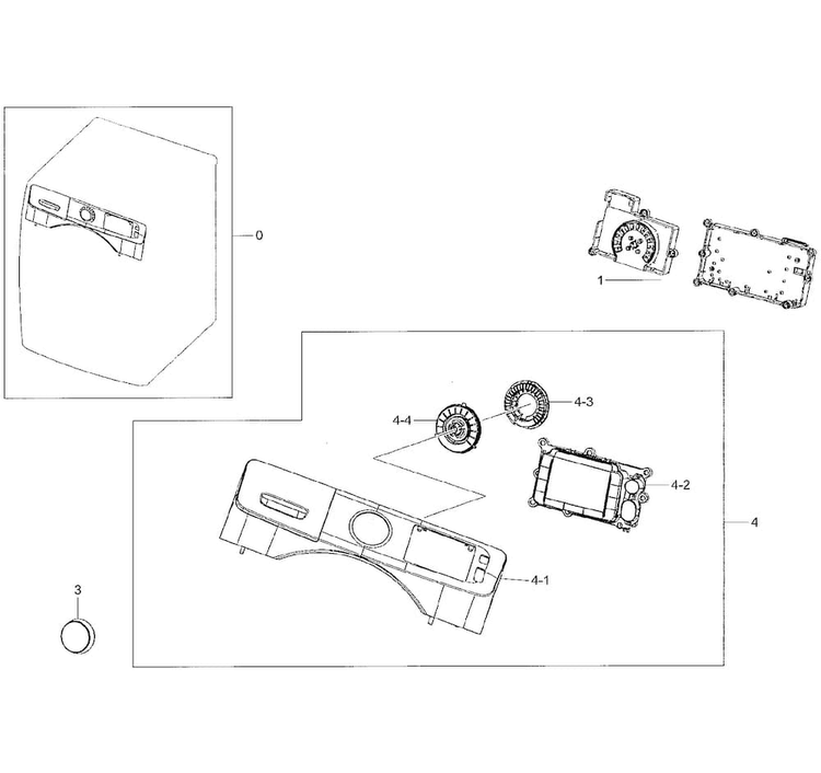 Control Panel Diagram and Parts List for WF42H5000AW A2-0001 Samsung Washer