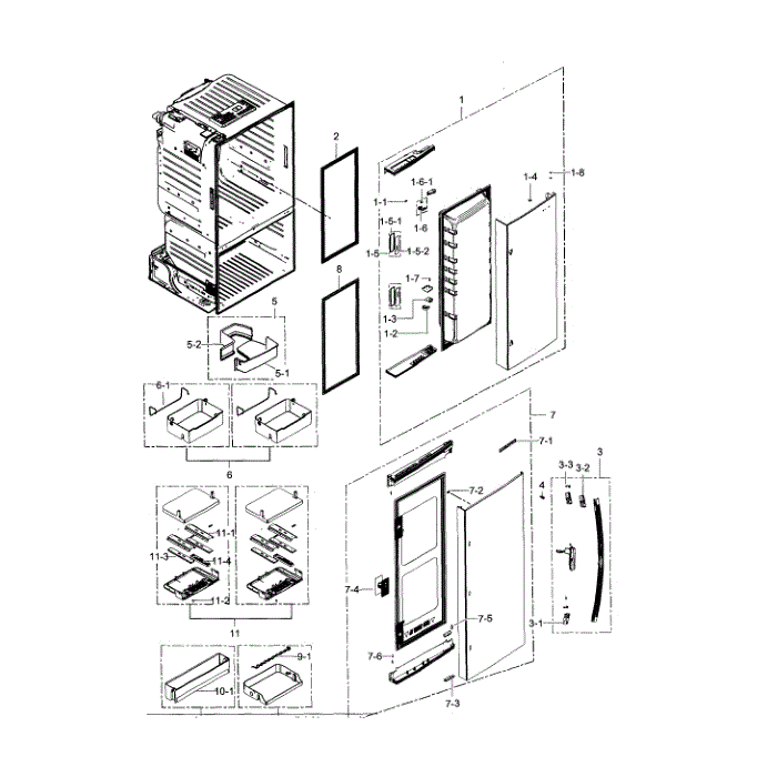 Refrigerator Door R Diagram and Parts List for RF28HDEDBSR AA-00 Samsung Refrigerator