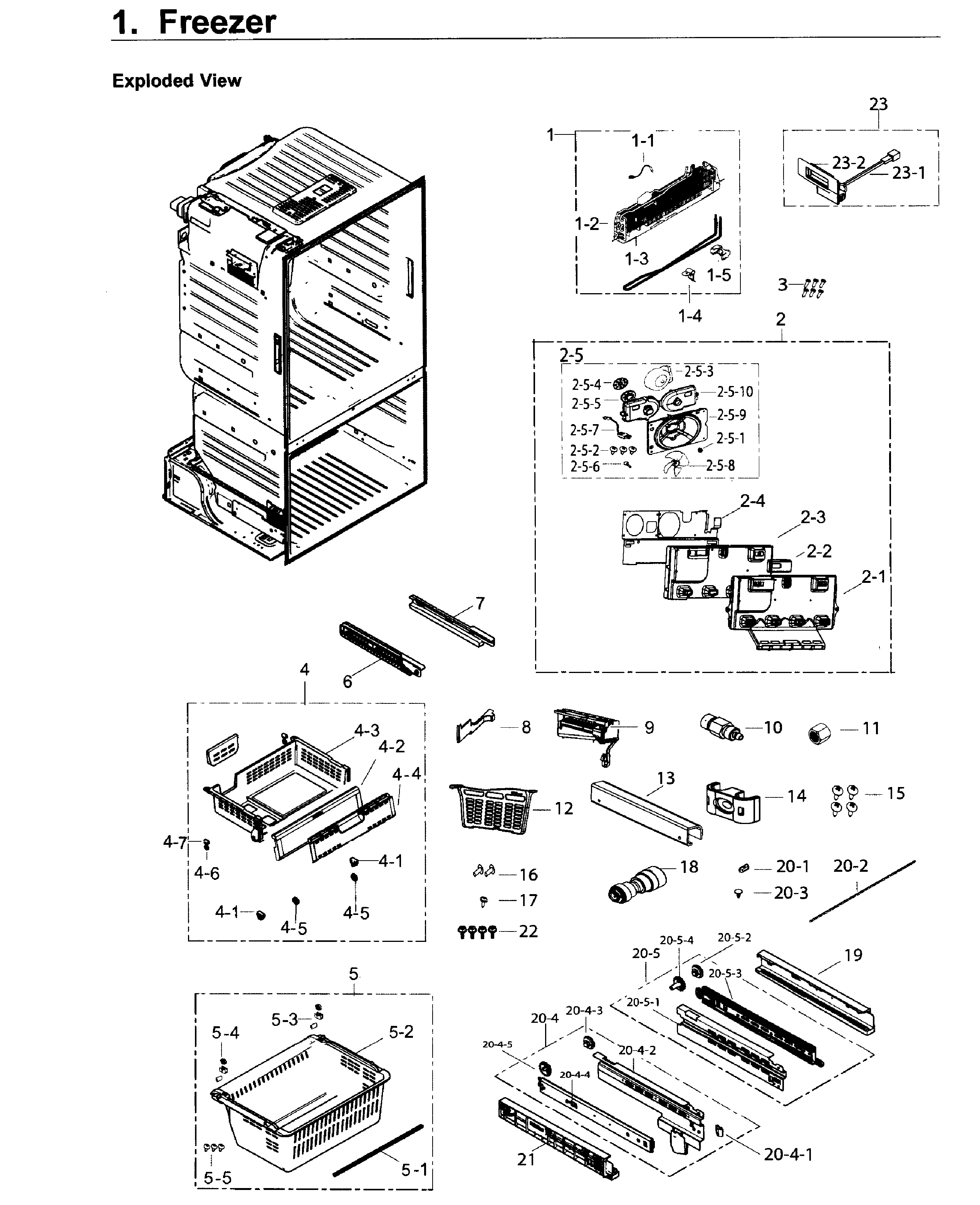 Freezer Diagram and Parts List for RF26J7500SR AA-0002 Samsung Refrigerator