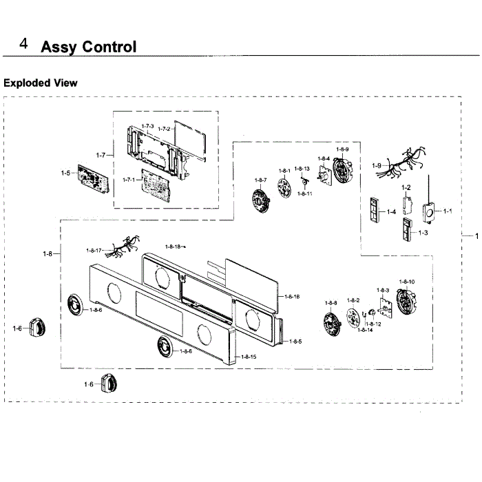Control Diagram and Parts List for NV51K7770SG AA-00 Samsung Wall Oven