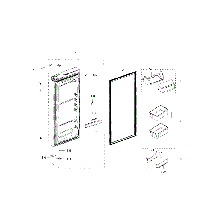 Refrigerator Door R Diagram and Parts List for RFG238AAPN XAA-00 Samsung Refrigerator