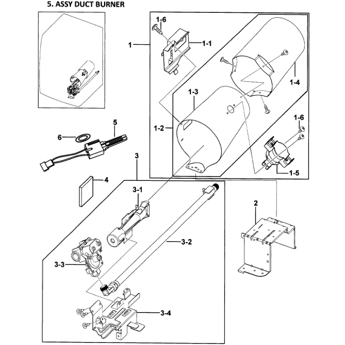 Heater Assembly Diagram and Parts List for DV337AGL XAA-00 Samsung Dryer