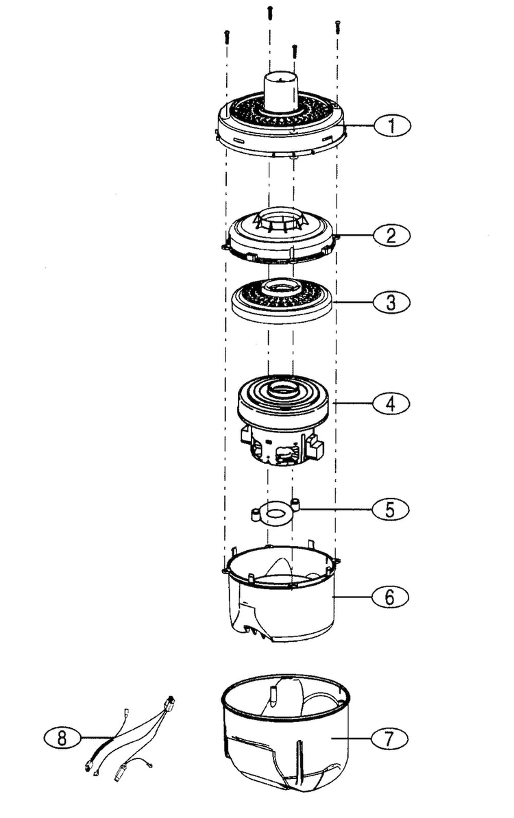 Motor Assy Diagram and Parts List for 40139030  Kenmore Upright Vacuum