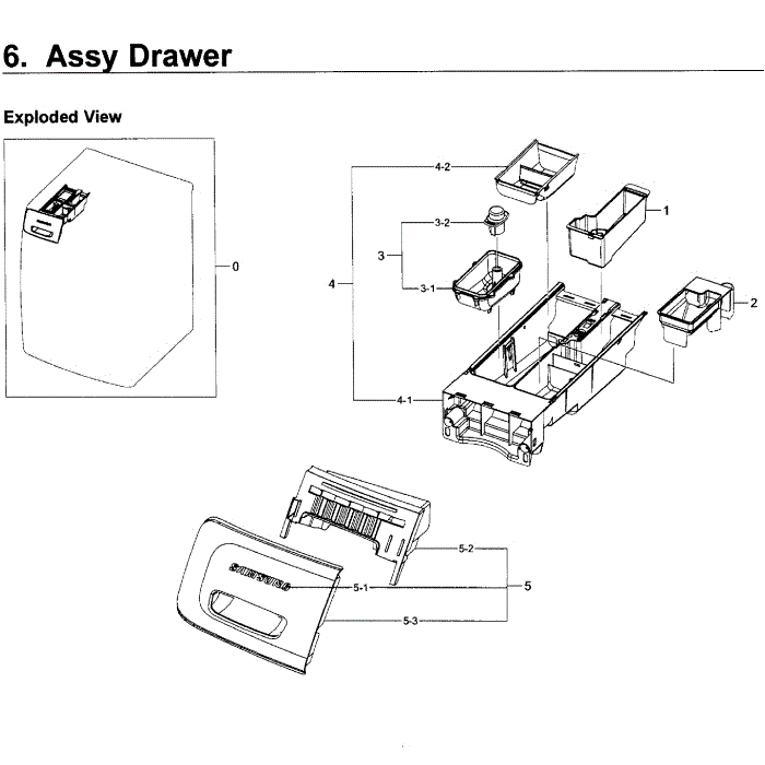 Drawer Assembly Diagram and Parts List for WF50K7500AW A2-11 Samsung Washer