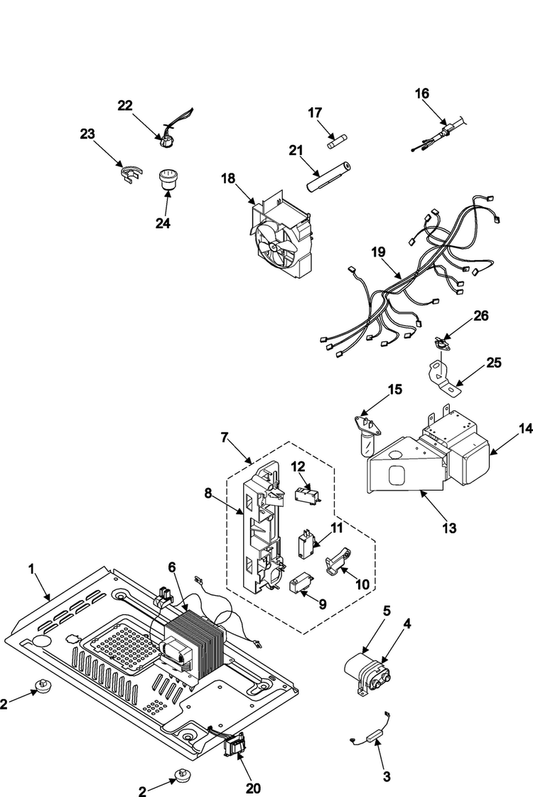Internal Control/latch Assy/base Diagram and Parts List for MS1470WA XAA Samsung Microwave
