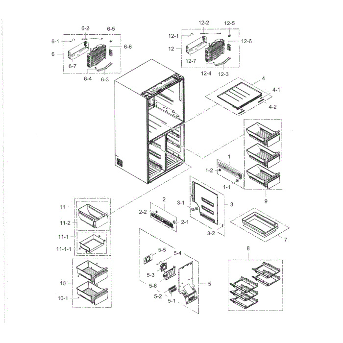 Freezer Diagram and Parts List for RF34H9950S4 AA-01 Samsung Refrigerator