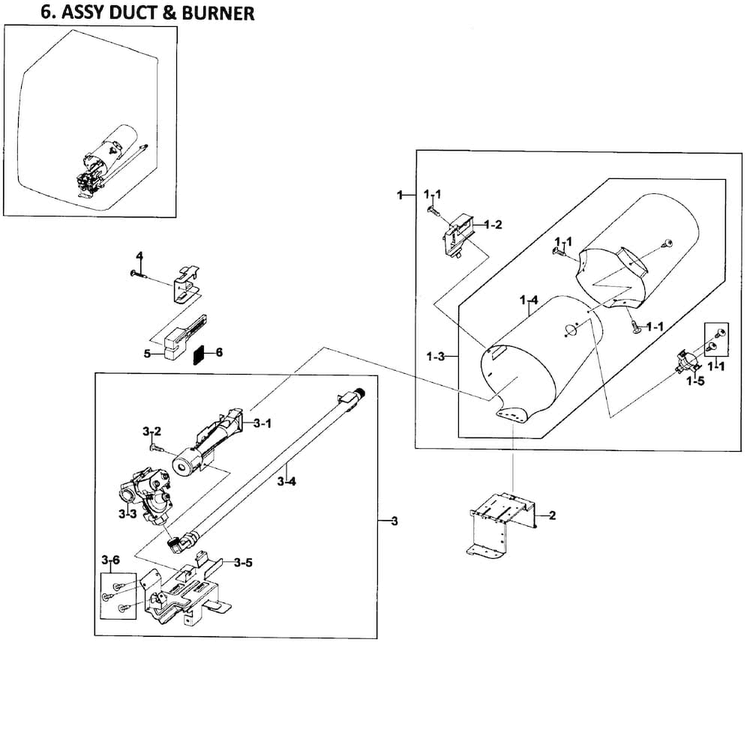 Heater Assy Diagram and Parts List for DV511AGR XAA-0000 Samsung Dryer