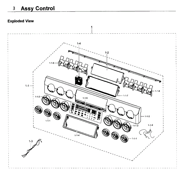 Control Diagram and Parts List for NX58K9852SG AA-00 Samsung Range