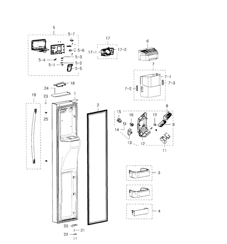 Left Door Diagram and Parts List for RSG309AARS XAA-0002 Samsung Refrigerator