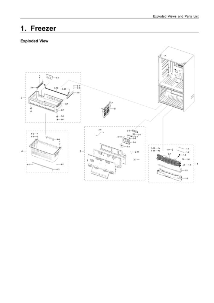 Freezer Parts Diagram and Parts List for RF23R6201SR AA-51 Samsung Refrigerator