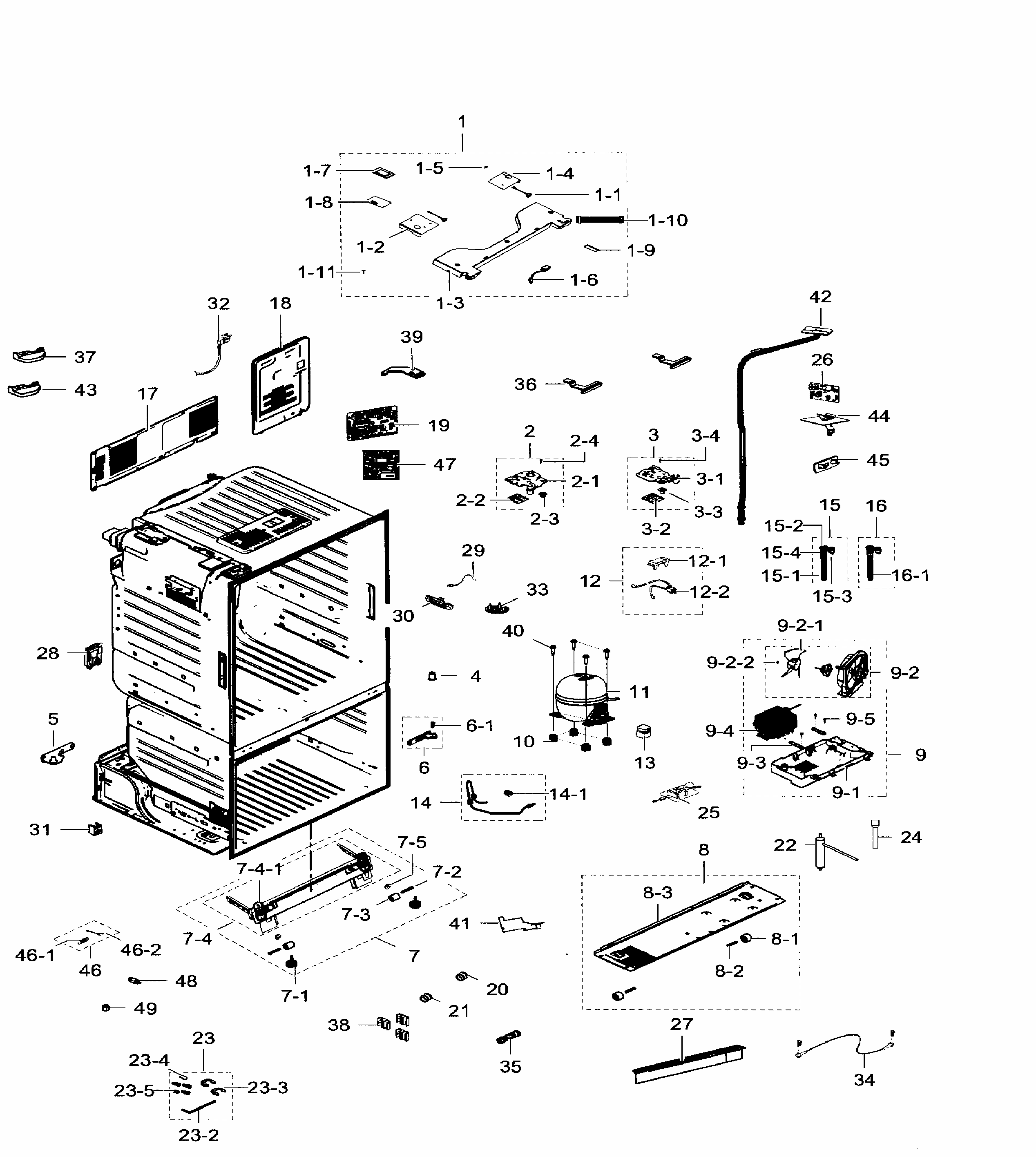 Cabinet Diagram and Parts List for RF23HTEDBSR AA-0004 Samsung Refrigerator