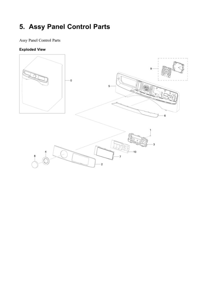 Control Panel Assembly Diagram and Parts List for WF50R8500AV US-01 Samsung Washer