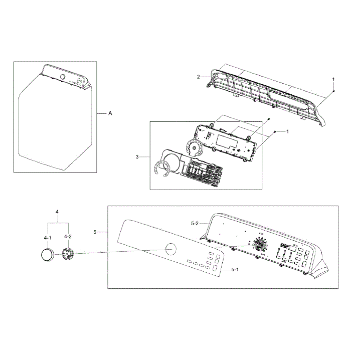 Control Panel Diagram and Parts List for DV400GWHDWR AA-00 Samsung Dryer